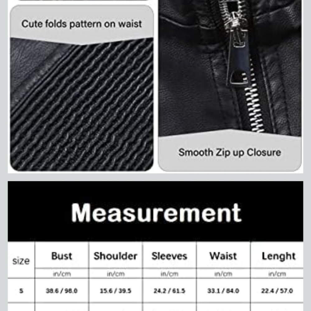 Faux Leather jacket with detachable faux fur collar - Picture 9 of 9